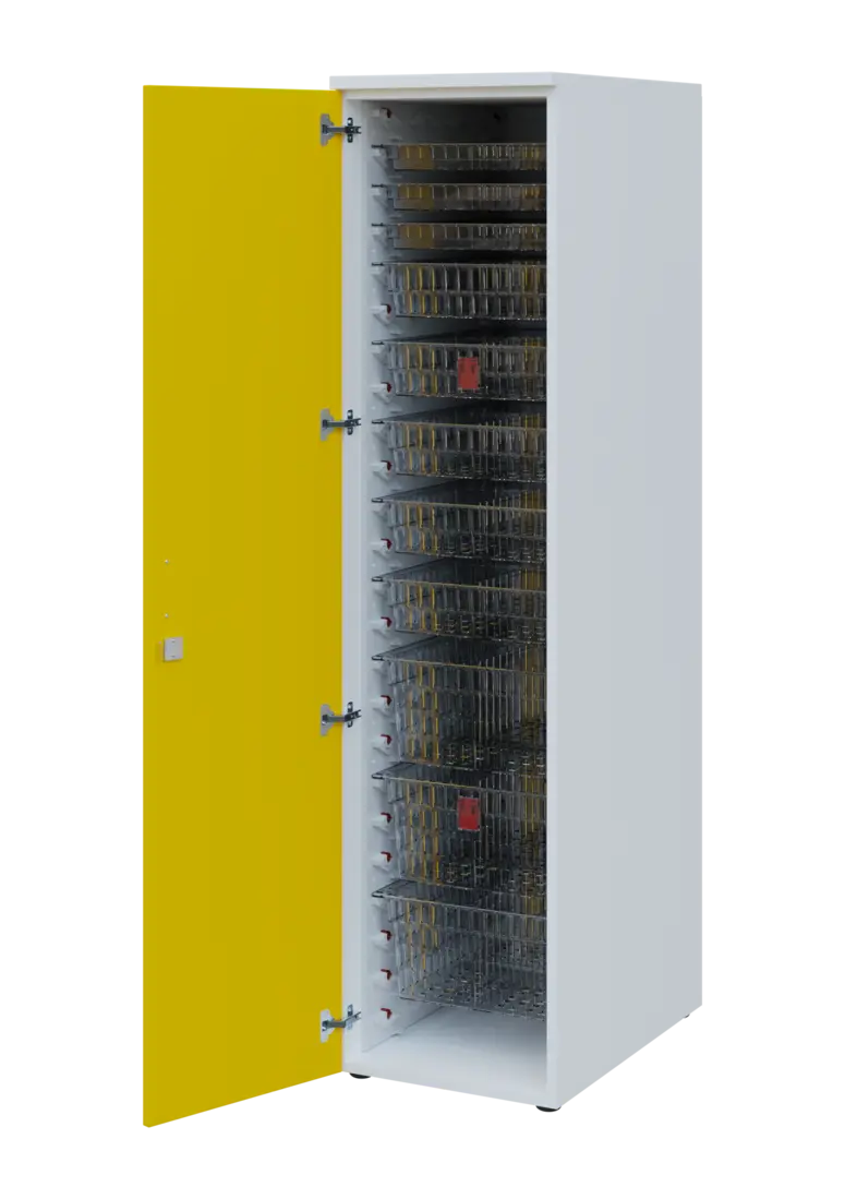 EUROMEDICA D - 46 TRANSPARENT skříň léková boxová, 1-dveřová, levá, 1950x460x735, korpus bílý, dvířk